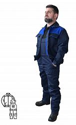 Костюм куртка/полукомбинезон р.52-54, рост 170-176, темно-синий Строитель