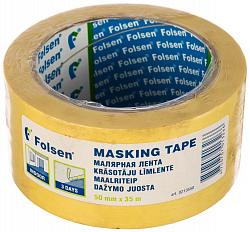 Лента малярная Folsen желтая 60oC 50мм×35м из гофрированной бумаги с каучуковым слоем 213550