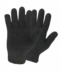 Перчатки зимние шерстяные двойные без покрытия черные