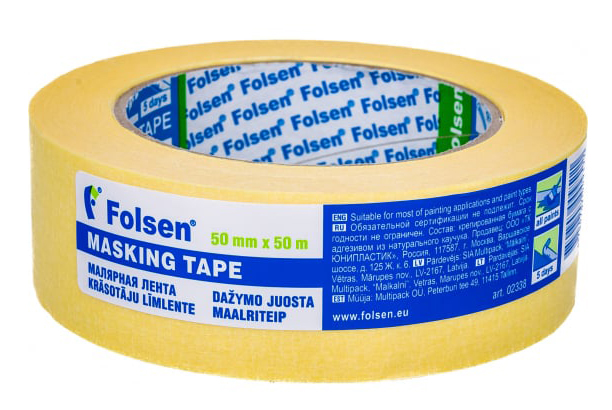 Лента малярная Folsen для особо точных линий под покраску без следов 50мм×50м 285050