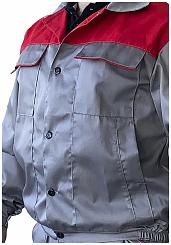 Костюм куртка/полукомбинезон р.44-46, рост 170-172, красный/серый Прораб