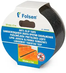 Лента против скольжения Folsen 50мм×5м влагостойкая термоустойчивая самоклеящаяся черная 695005