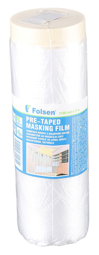 Ремонтная защитная пленка Folsen с малярной лентой 3100мм×17м 99310017