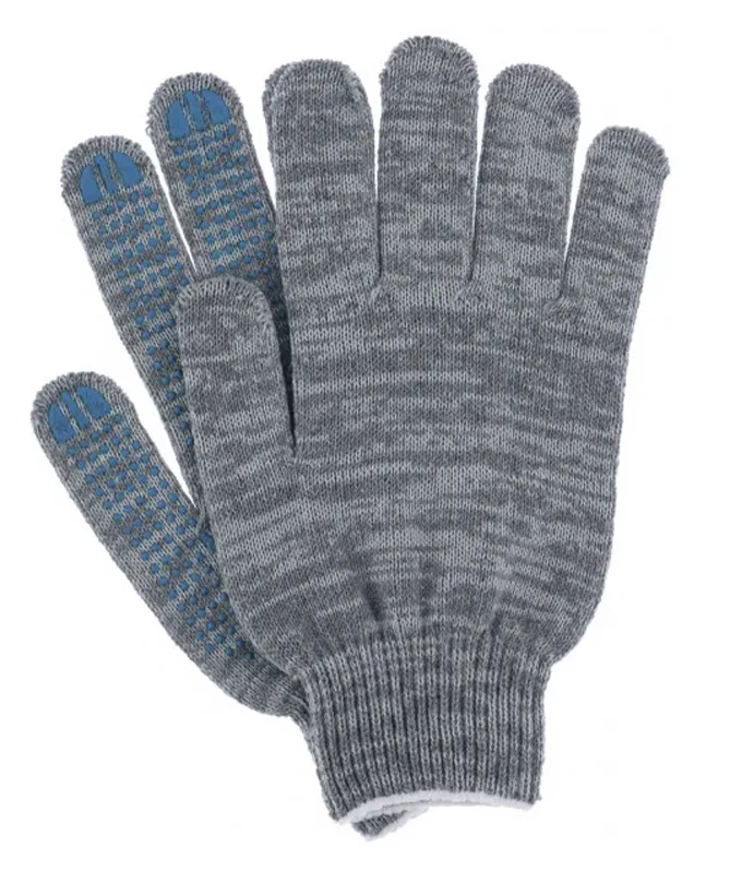 Перчатка х/б, ПВХ покрытие, "Точка", серый меланж, 10 класс Россия