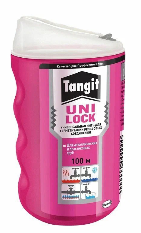 Герметизирующая нить Tangit Uni-Lock универсальная для резьбовых соединений труб 100м