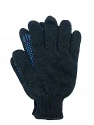 Перчатки зимные шерстыные двойные с ПВХ покрытие Точка, черные