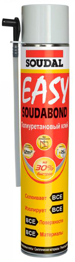 Пена-клей Soudal Soudabond Easy полиуретановая быстросохнущая с трубкой 750мл 121621