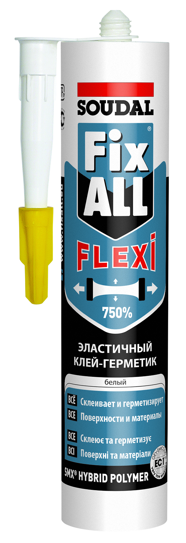 Клей-герметик Soudal Fix All Flexi гибридый окрашиваемый белый 290мл 117383