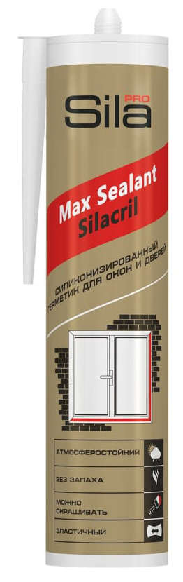 Оконный герметик SILA Pro Max Sealant Silacril термоустойчивый окрашиваемый белый 290мл