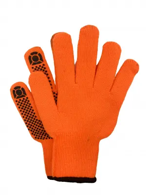 Перчатки утепленные акриловые с покрытием ПВХ-точка оранжевые 7 класс