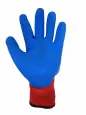 Перчатки утепленные акриловые с рельефным покрытием красно-голубые 10 класс