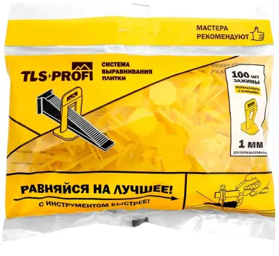 Зажим TLS PROFI 1мм для системы выравнивания плитки (СВП) 4-12мм 100шт TLS12017