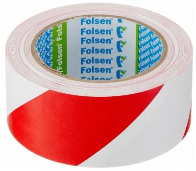 Лента сигнальная Folsen 50мм×33м из ПВХ красно-белая с каучуковым клеящим слоем 673350